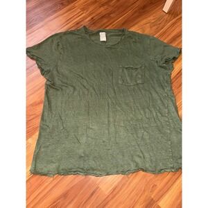 Zadig & Voltaire Womens T-Shirt Olive Green Pocket Distressed‎ Casual Top